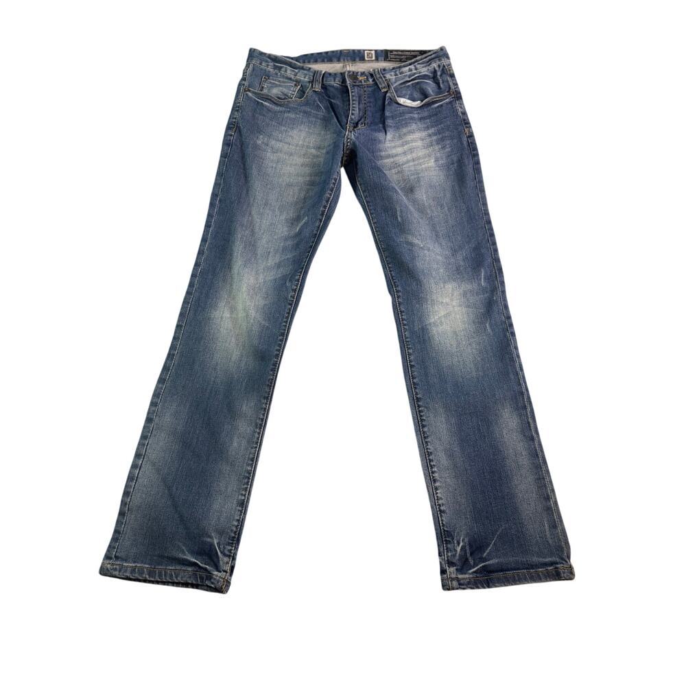 Marc Ecko Cut & Sew Slim Straight Jeans Mens 32x32 Medium Wash Stretch Denim